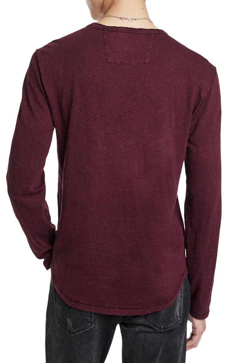 John Varvatos Sid Raw Edge Organic Cotton Long Sleeve T-Shirt, Alternate, color, Dark Plum