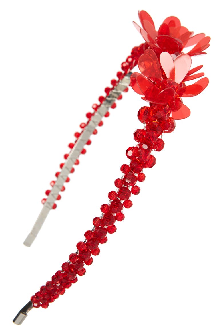Crystal Tiara Headband, Main, color, RED