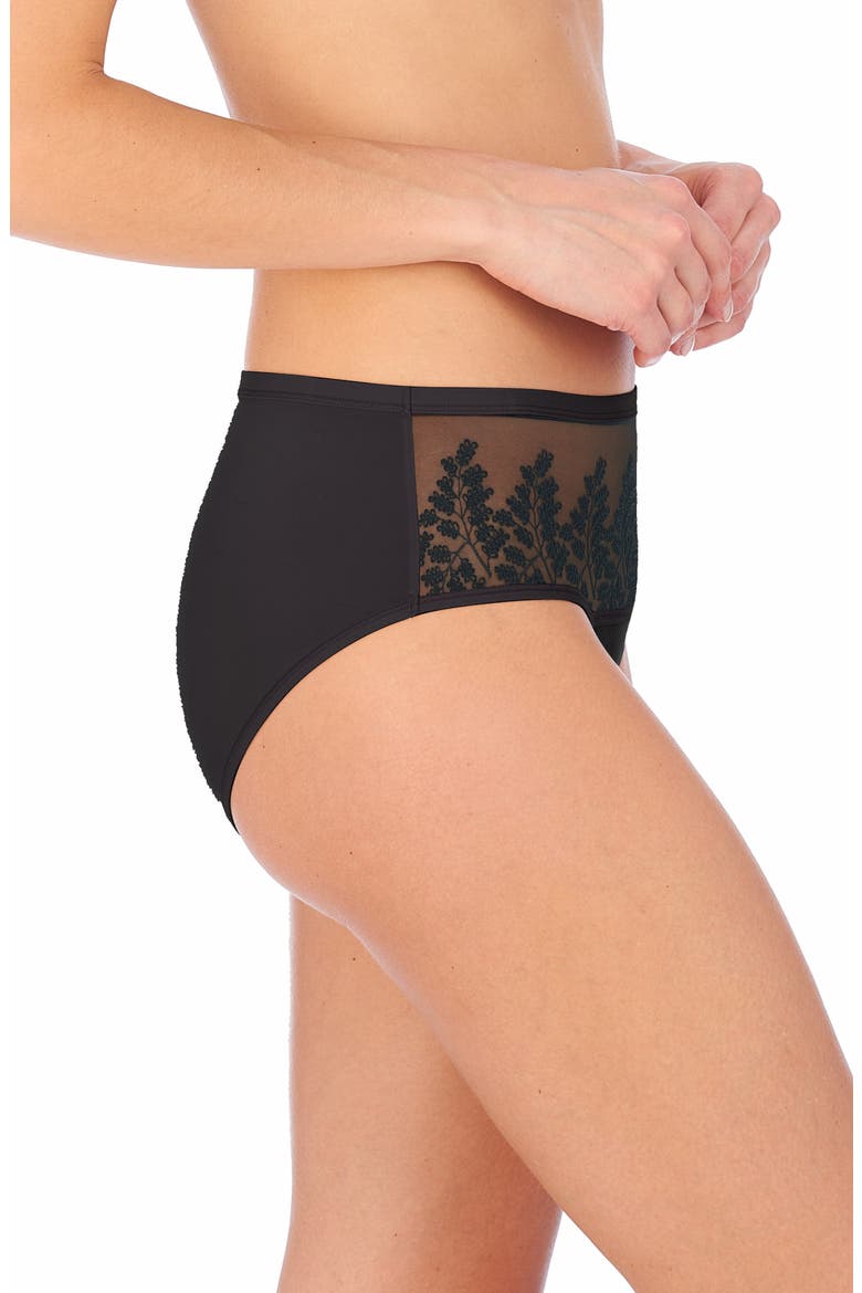 Frame Embroidered Tulle Briefs, Alternate, color, BLACK