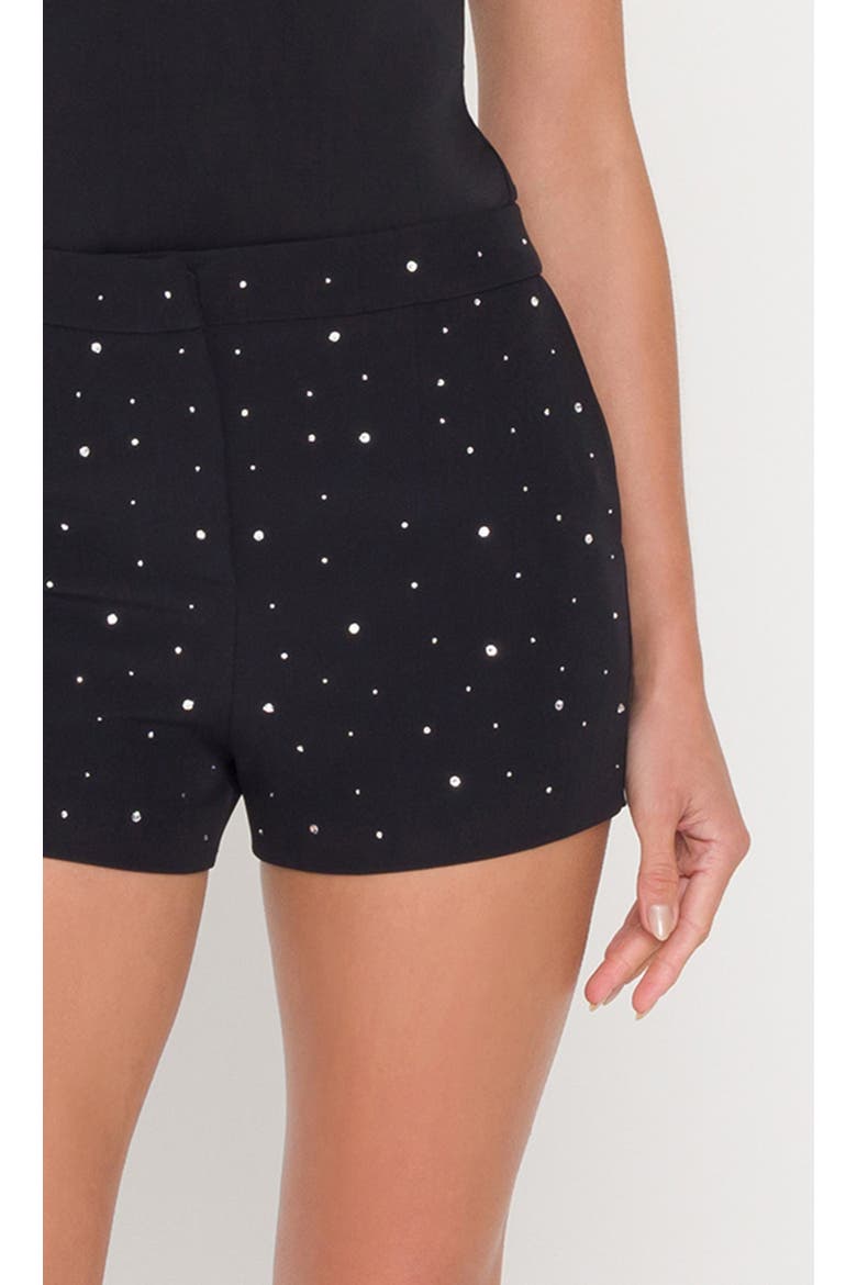 Theo Crystal Crepe Shorts, Alternate, color, Black