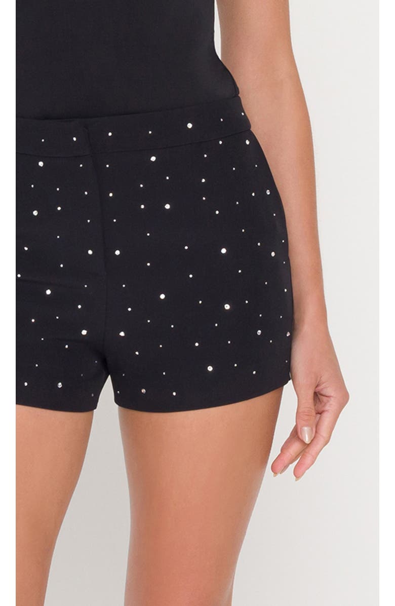 Generation Love Theo Crystal Crepe Shorts, Alternate, color, Black