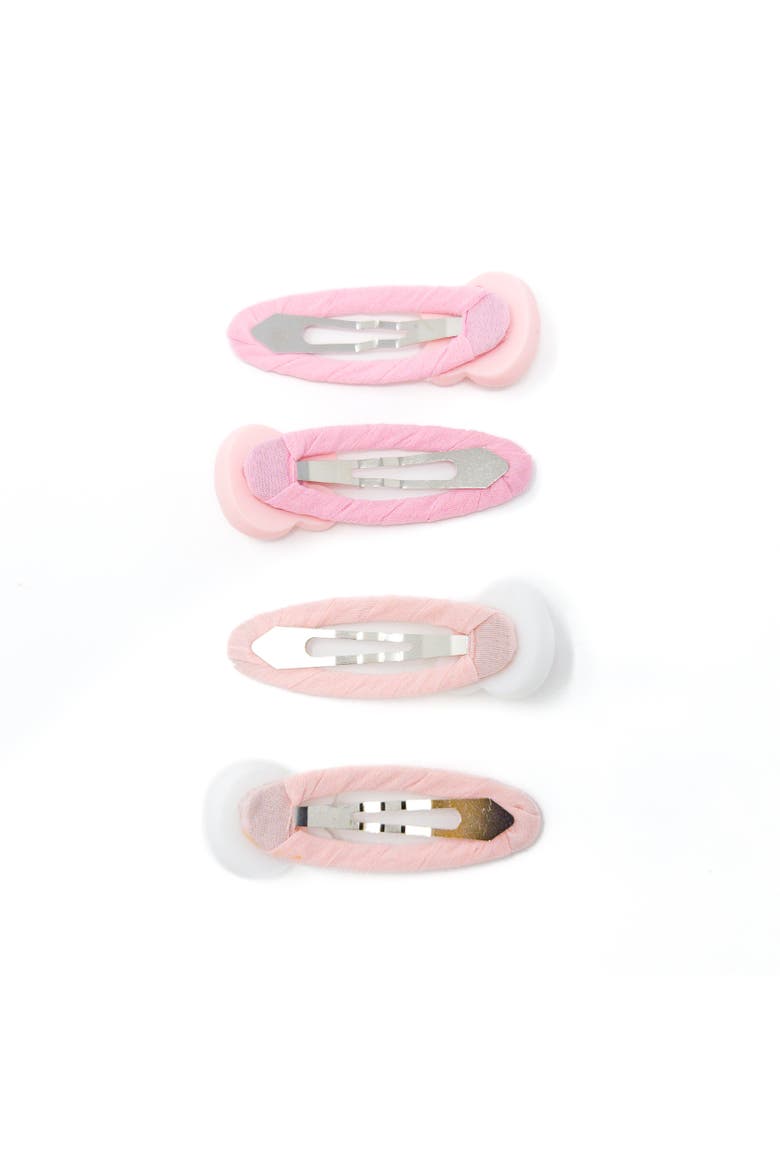 4pc Bunny Hug Snap Clip Set, Alternate, color, Baby Pink & Pastel Pink