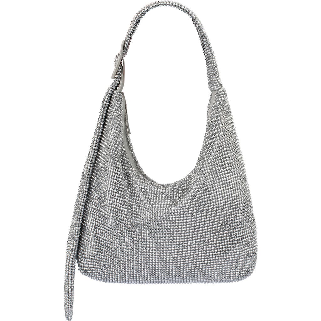 Olga Berg Calypso Crystal Mesh Shoulder Bag In Silver