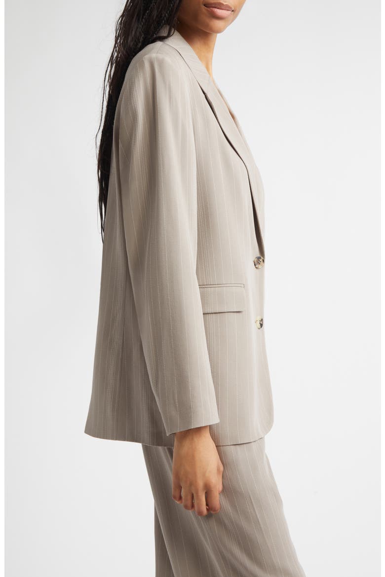 Journey Pinstripe Wool Blend Blazer with Spider Brooch, Alternate, color, ROASTED CASHEW