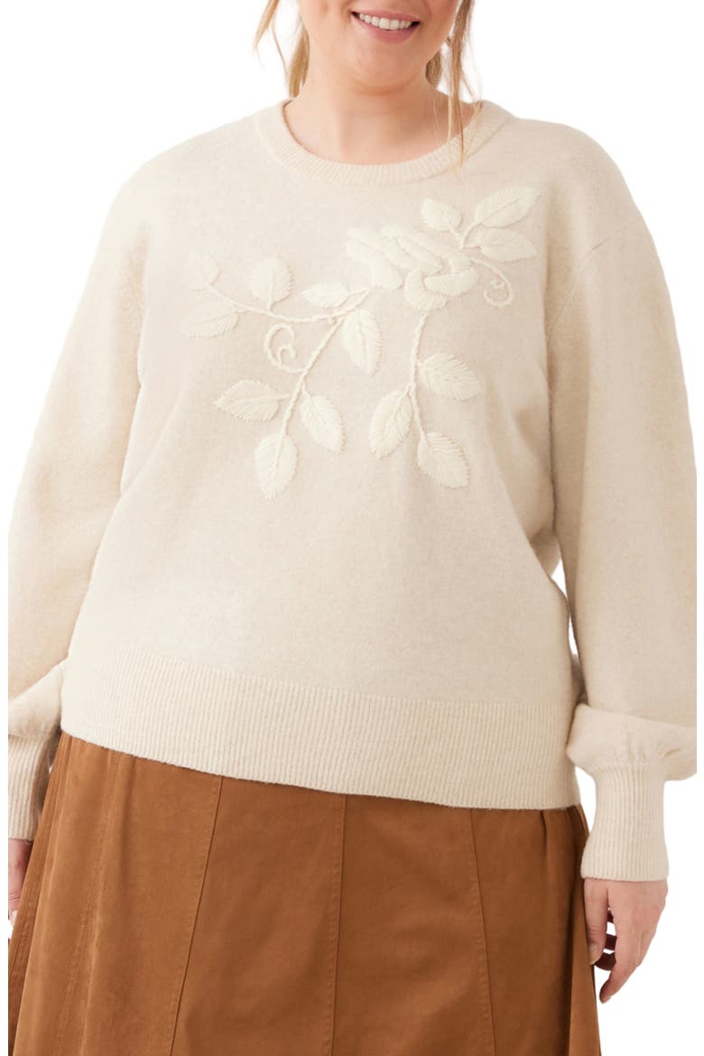 Embroidered Crewneck Sweater, Main, color, SAND