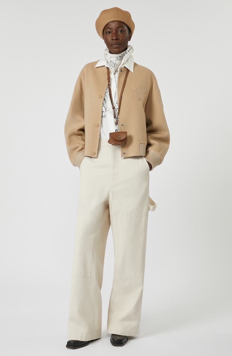 Weekend Max Mara Zelante Virgin Wool Blend Bomber Jacket, Alternate, color, Camel