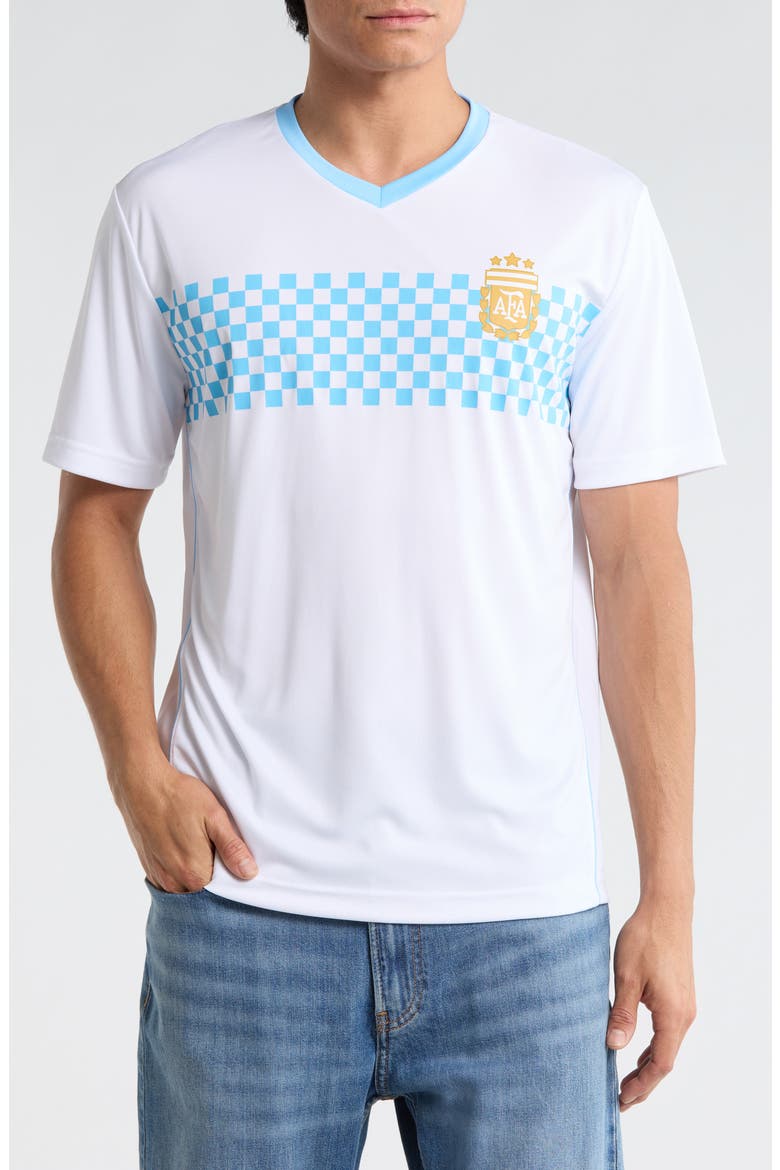 Argentina National Football Team Checkered T-Shirt, Main, color, WHITE