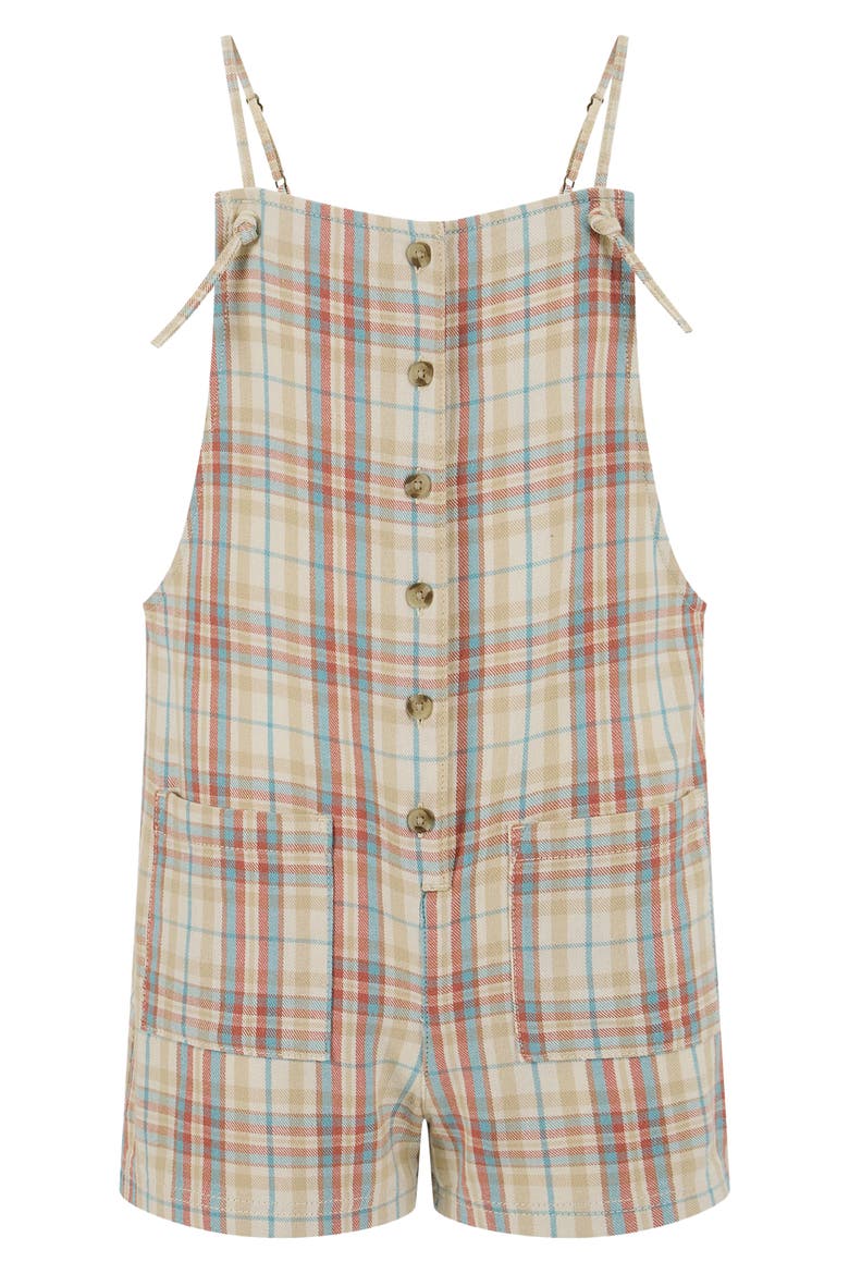 Kids' Wave Watch Jr. Plaid Cotton Blend Romper, Main, color, WHITECAP