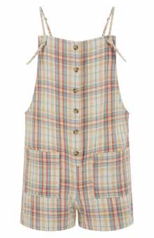 Billabong Kids' Wave Watch Jr. Plaid Cotton Blend Romper