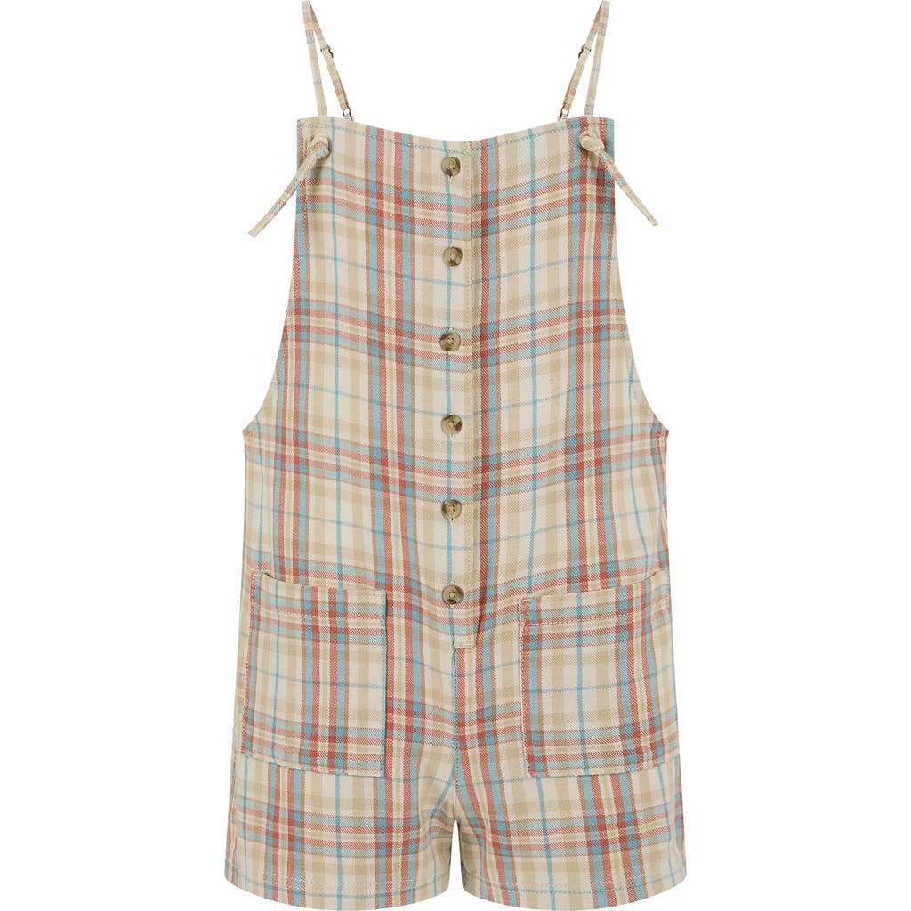 Billabong Kids' Wave Watch Jr. Plaid Cotton Blend Romper In Gray