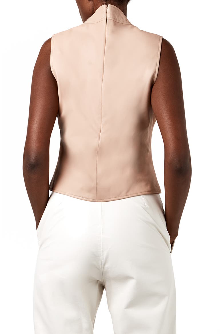 Crawford Mock Neck Sleeveless Recycled Leather Top, Alternate, color, PARISIAN ROSE