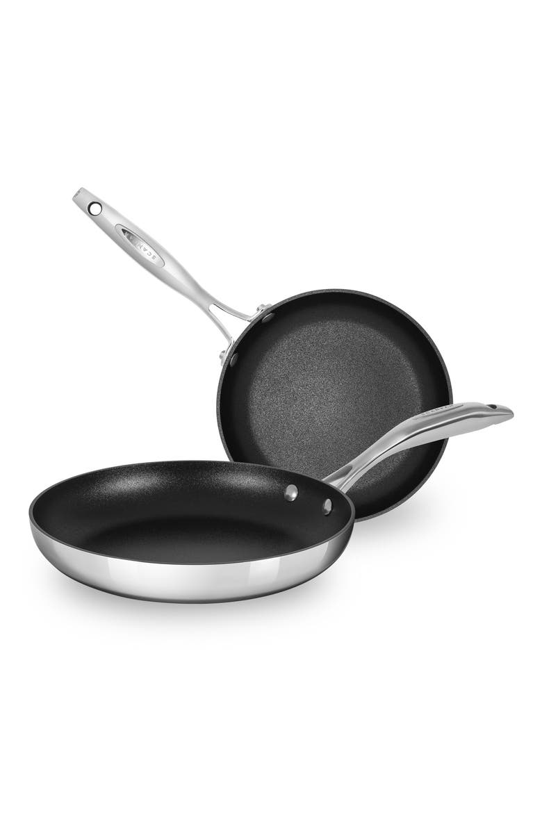 HaptIQ 2-Piece Stainless Steel Fry Pan Set, Main, color, SILVER