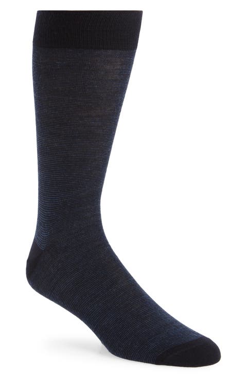 Stripe Merino Wool Blend Dress Socks