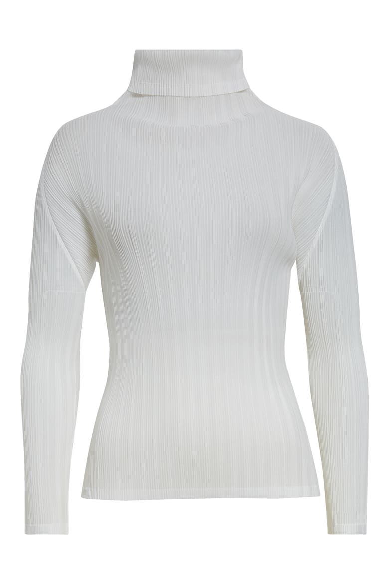 超美品　ISSEY MIYAKE BASIC WHITE TURTLEKNECK Pleated Long Sleeve Turtleneck (Women) | Nordstrom