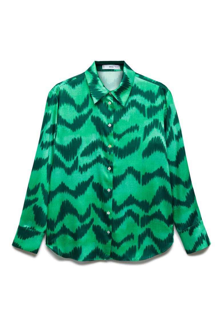 Satin Button-Up Shirt, Alternate, color, GREEN