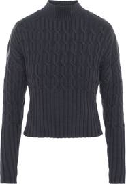Versatile Dolman Cable Knit Leather Shoulder Sweater