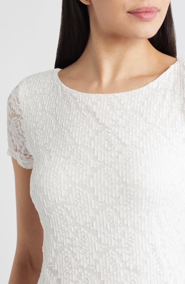 Connected Apparel Lace Midi Dress, Alternate, color, White