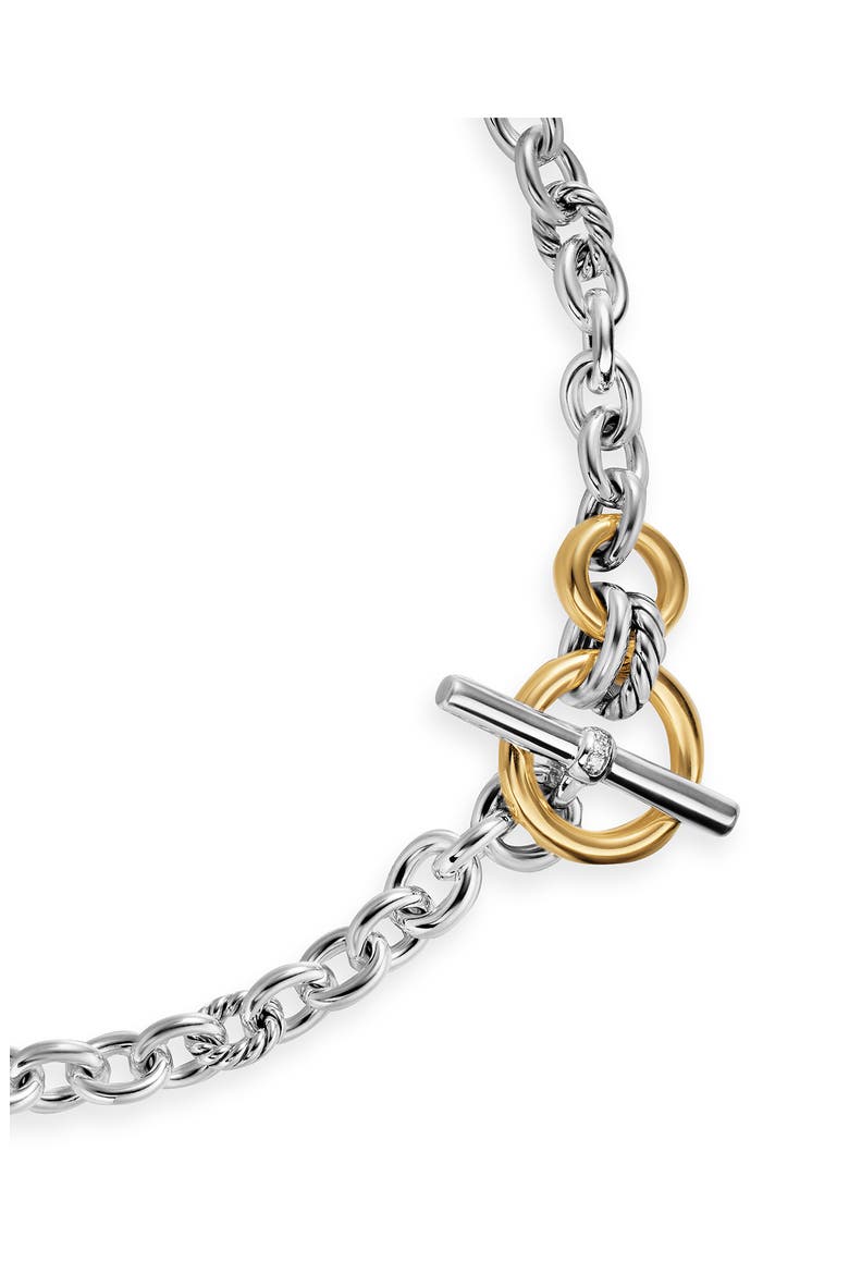 Mercer® Toggle Chain Necklace in Sterling Silver with 18K Yellow Gold and Diamonds, 8mm, Alternate, color, DIAMOND