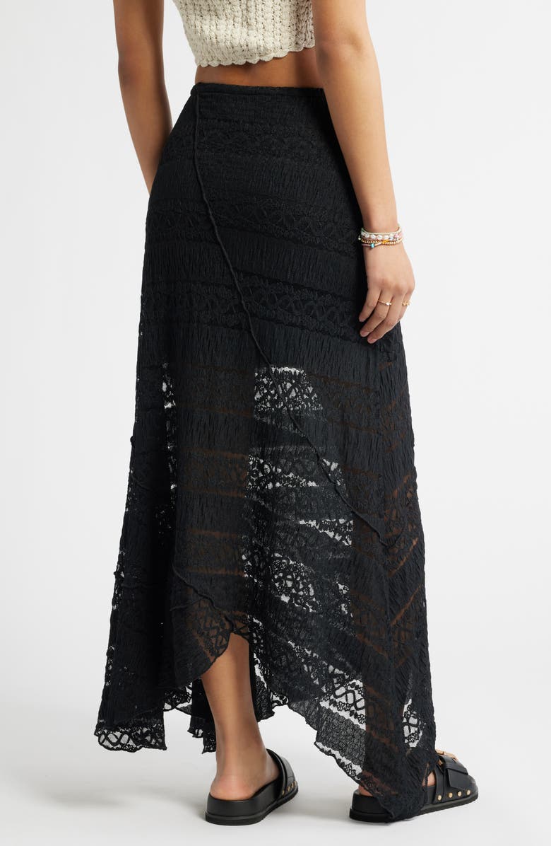 BP. Asymmetric Lace Midi Skirt, Alternate, color, Black