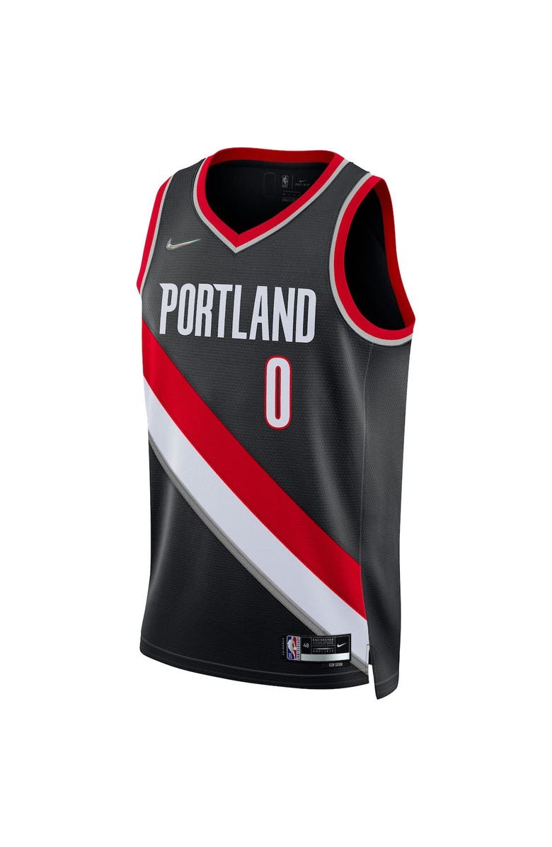 Nike Men's Nike Damian Lillard Black Portland Trail Blazers 2021/22 Diamond Swingman Jersey - Icon Edition, Alternate, color,