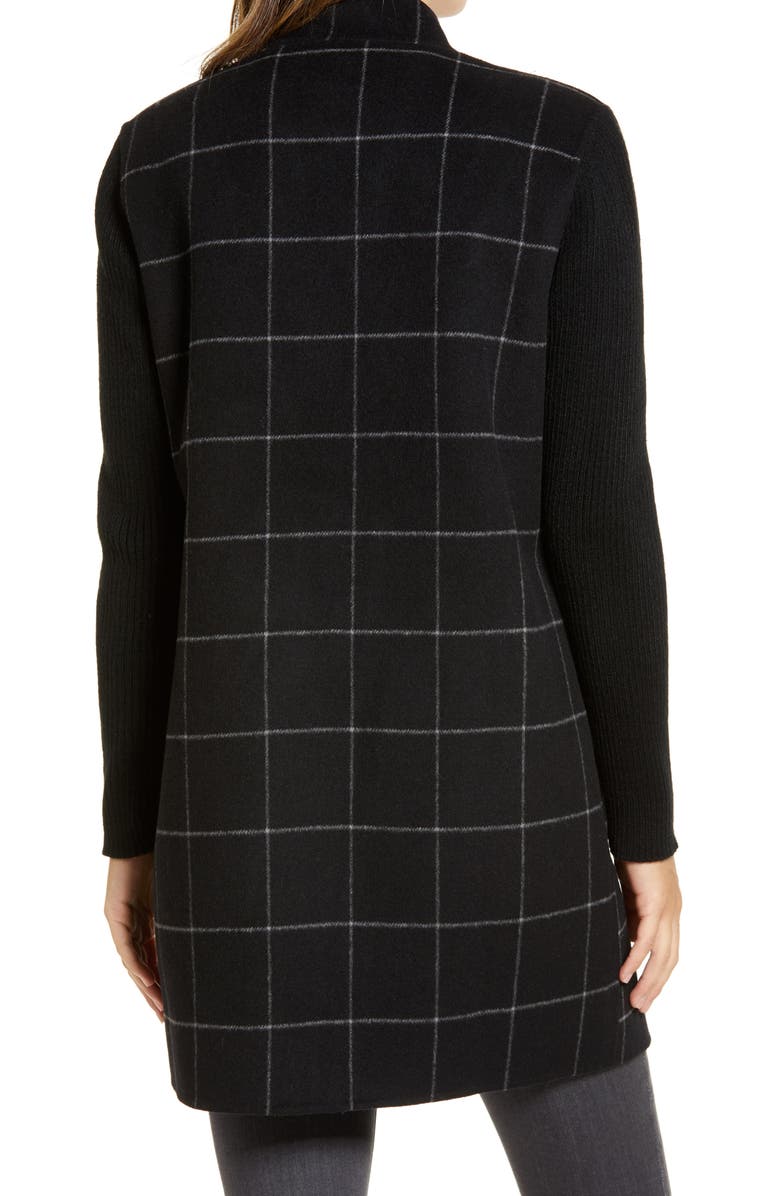 Kenneth Cole New York Windowpane Check Knit Sleeve Coat, Alternate, color, 