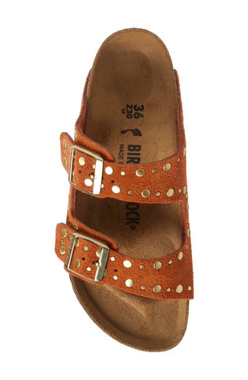 Birkenstock Studded Suede Sandals Buckles In Dark Rust