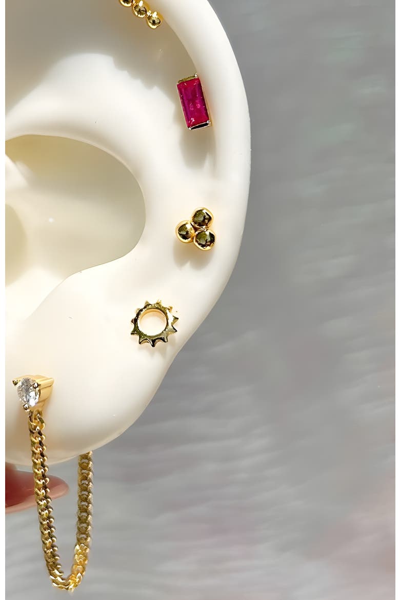 Baguette Stud Earrings, Alternate, color, Bright Pink / Red