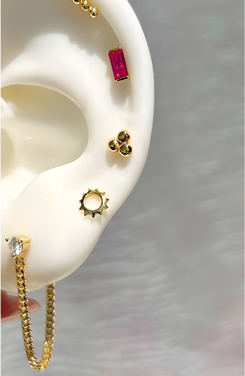 Little Sky Stone Baguette Stud Earrings, Alternate, color, Bright Pink / Red