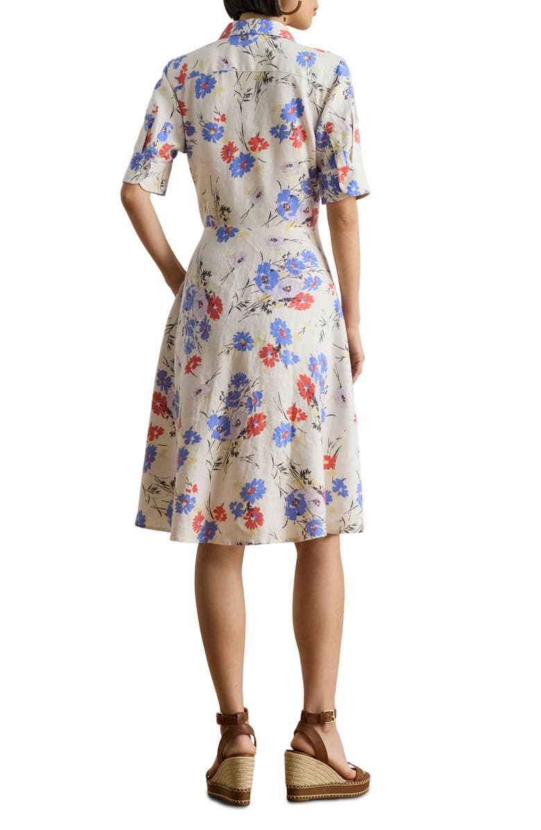 Lauren Ralph Lauren Floral Linen Shirtdress, Alternate, color, Cream Multi