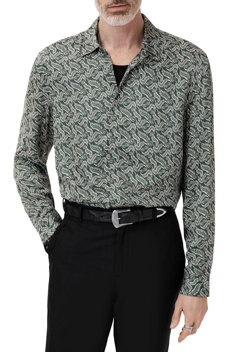Rodney Hidden Placket Button-Up Shirt, Main, color, MOSS