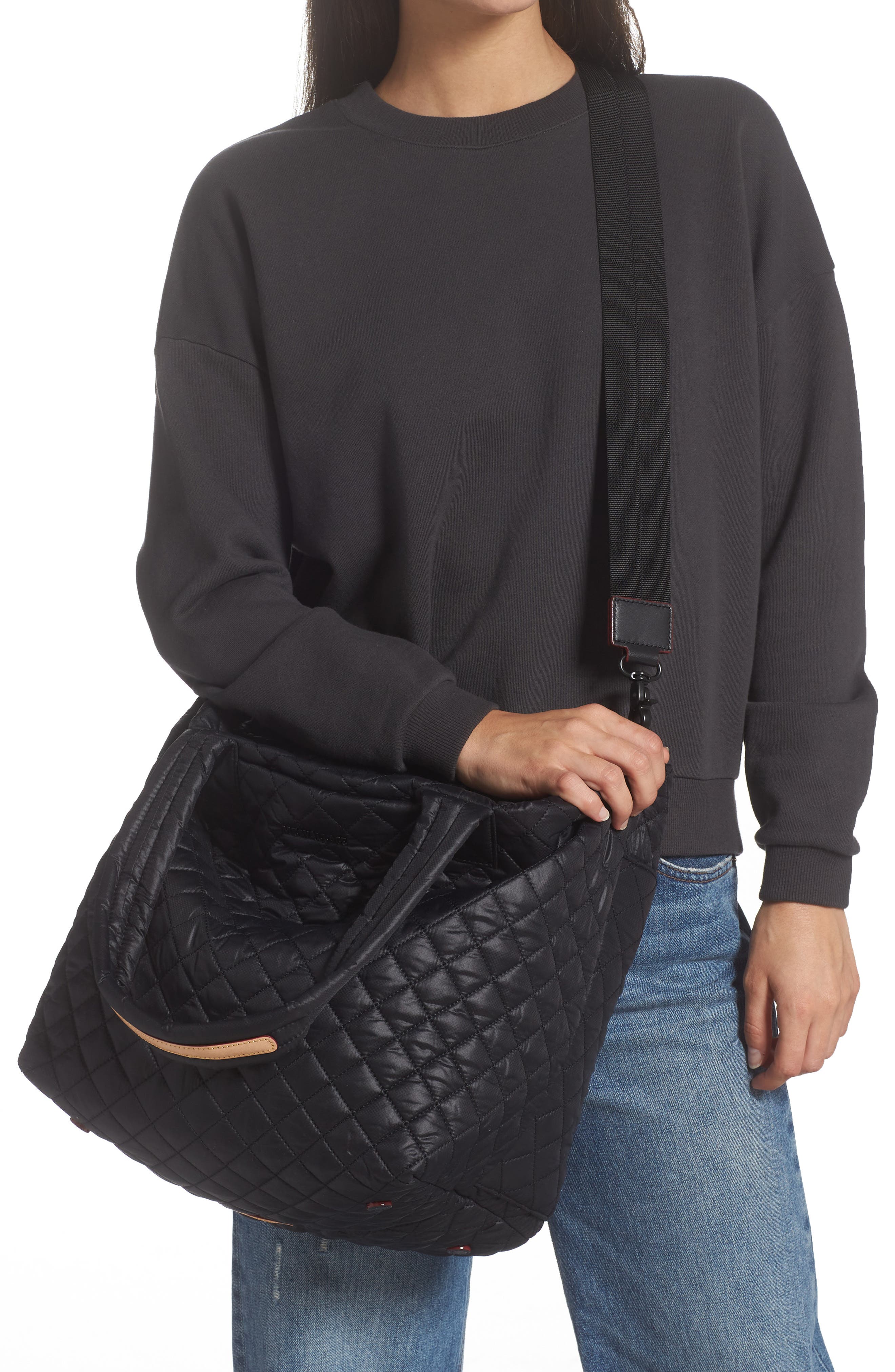 MZ Wallace Medium Metro Deluxe Tote, Alternate, color, Black