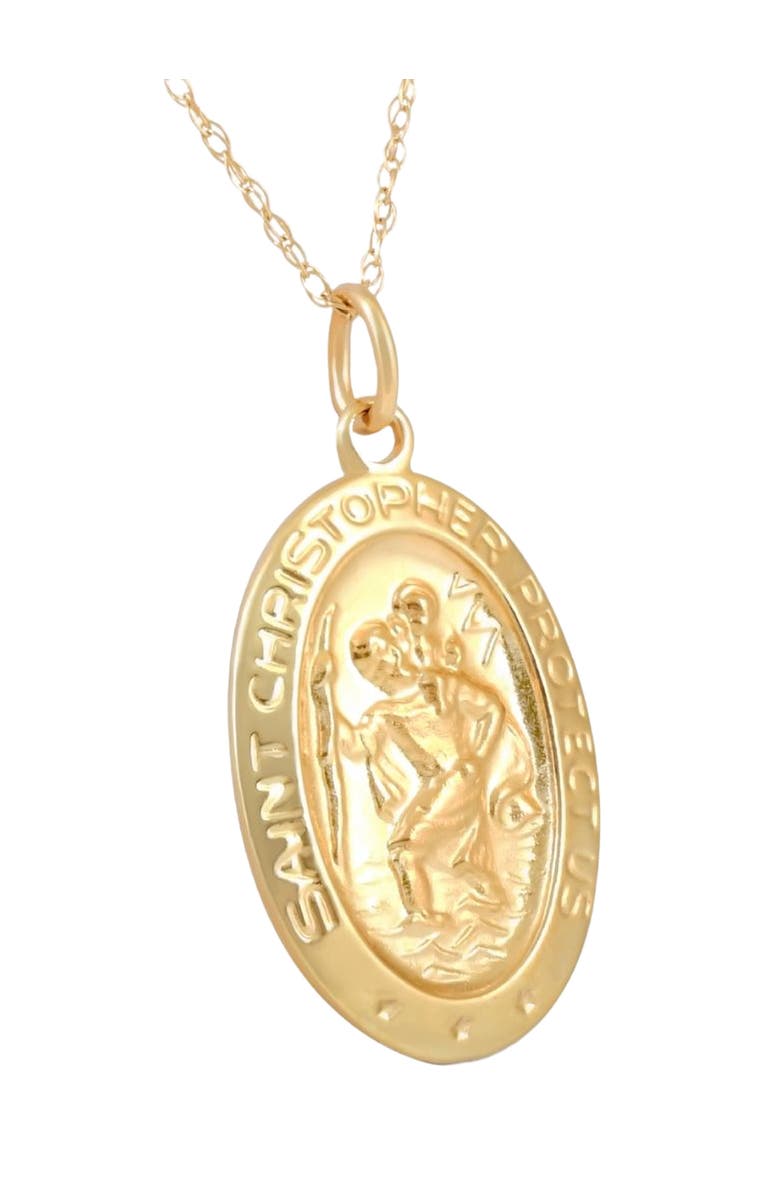 Bliss Diamond 14k Gold St. Christopher Medal Pendant .5" Tall 1.5 Grams, Alternate, color, 