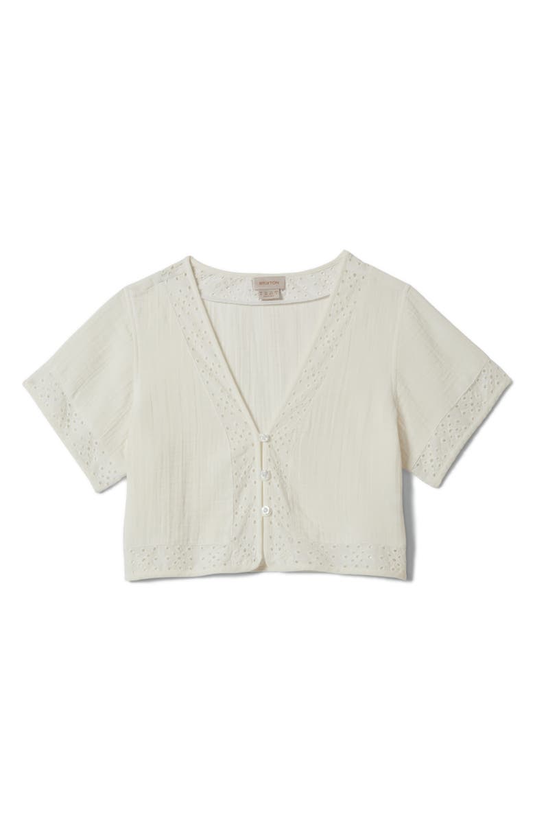 Brixton Seaside Eyelet Trim Crop Top, Main, color, Off White Eyelet