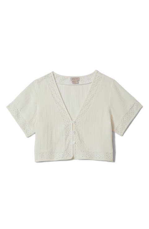 Seaside Eyelet Trim Crop Top