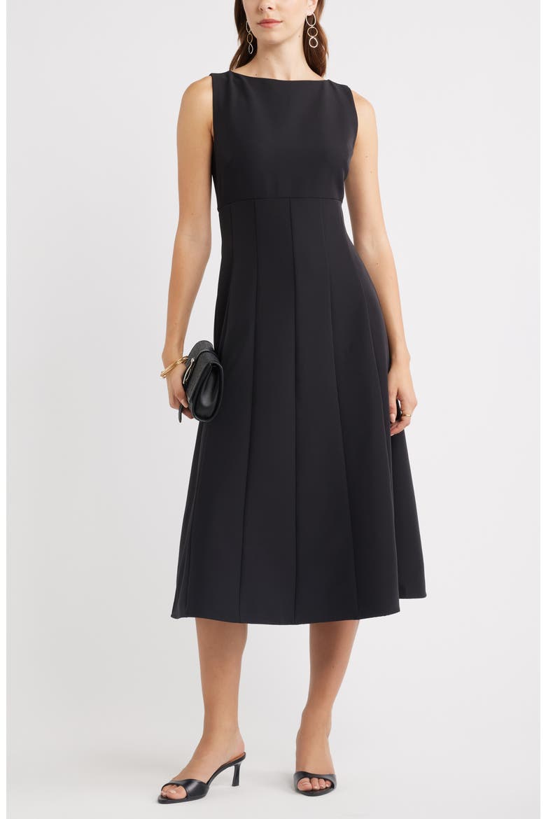 Bateau Neck Midi Dress, Alternate, color, BLACK