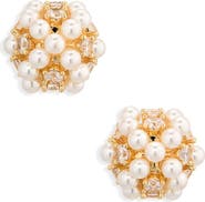 NORDSTROM RACK Faux Pearl & Crystal Cluster Stud Earrings