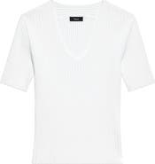 Theory V-Neck Rib Pointelle Sweater