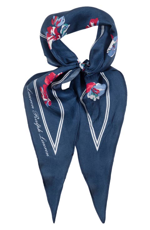 Small Floral Silk Diamond Scarf