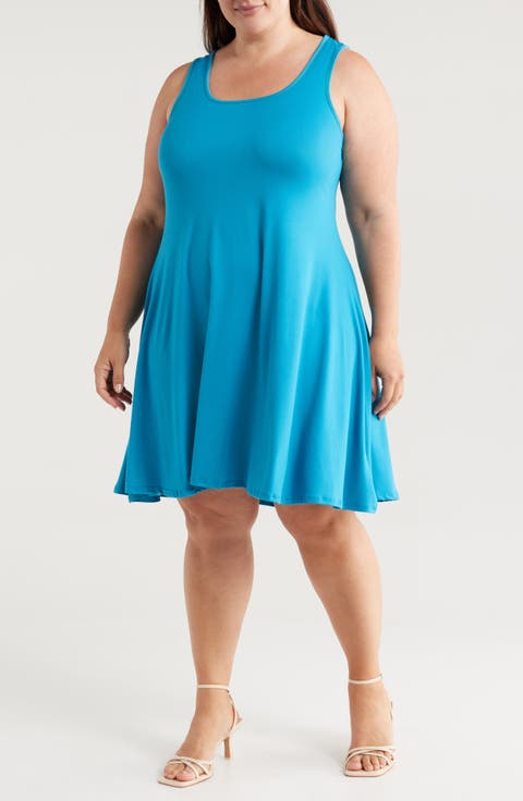 Stretch Fit & Flare Dress (Plus)