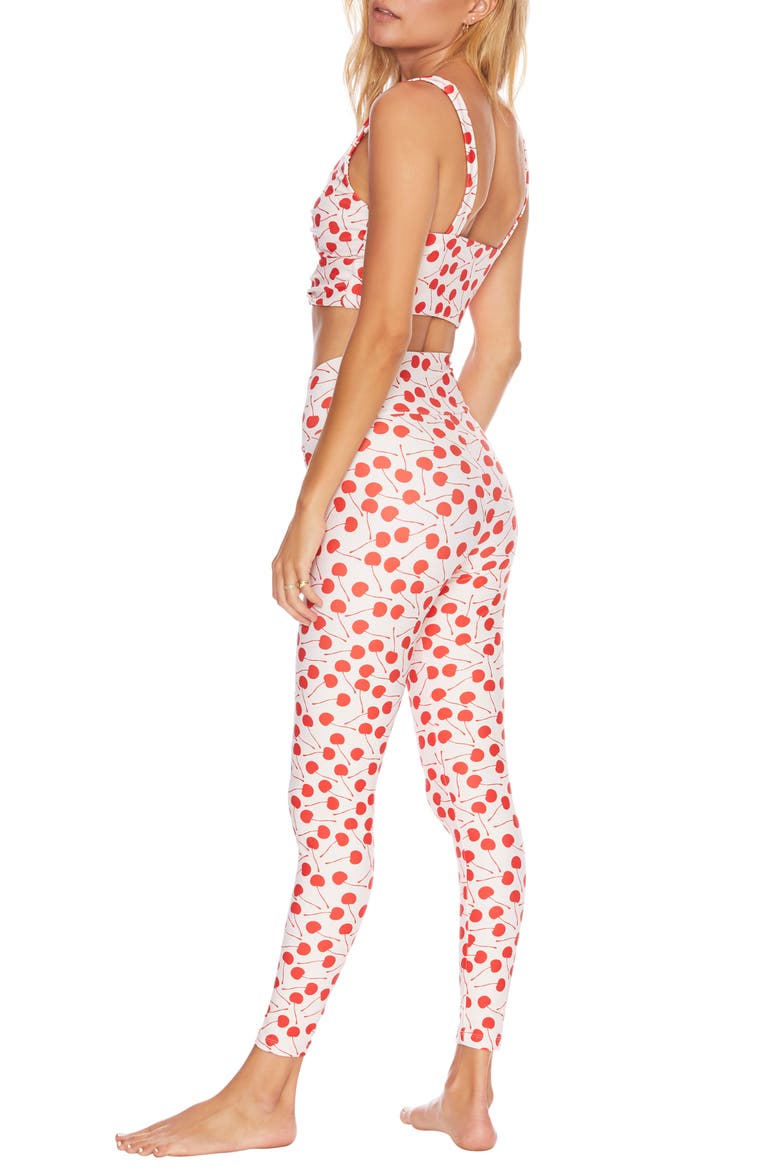Metallic Detail Leggings, Alternate, color, CHERRY