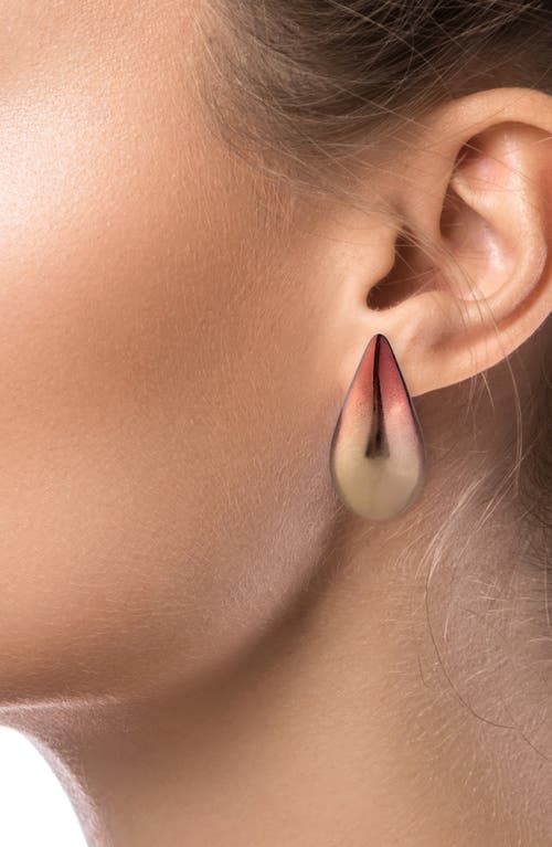 Jardin Fluid Gradient Pair Stud Earrings In Red/gold