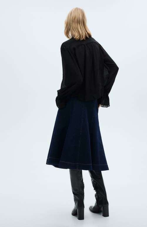 Mango Flared Denim Skirt In Open Blue