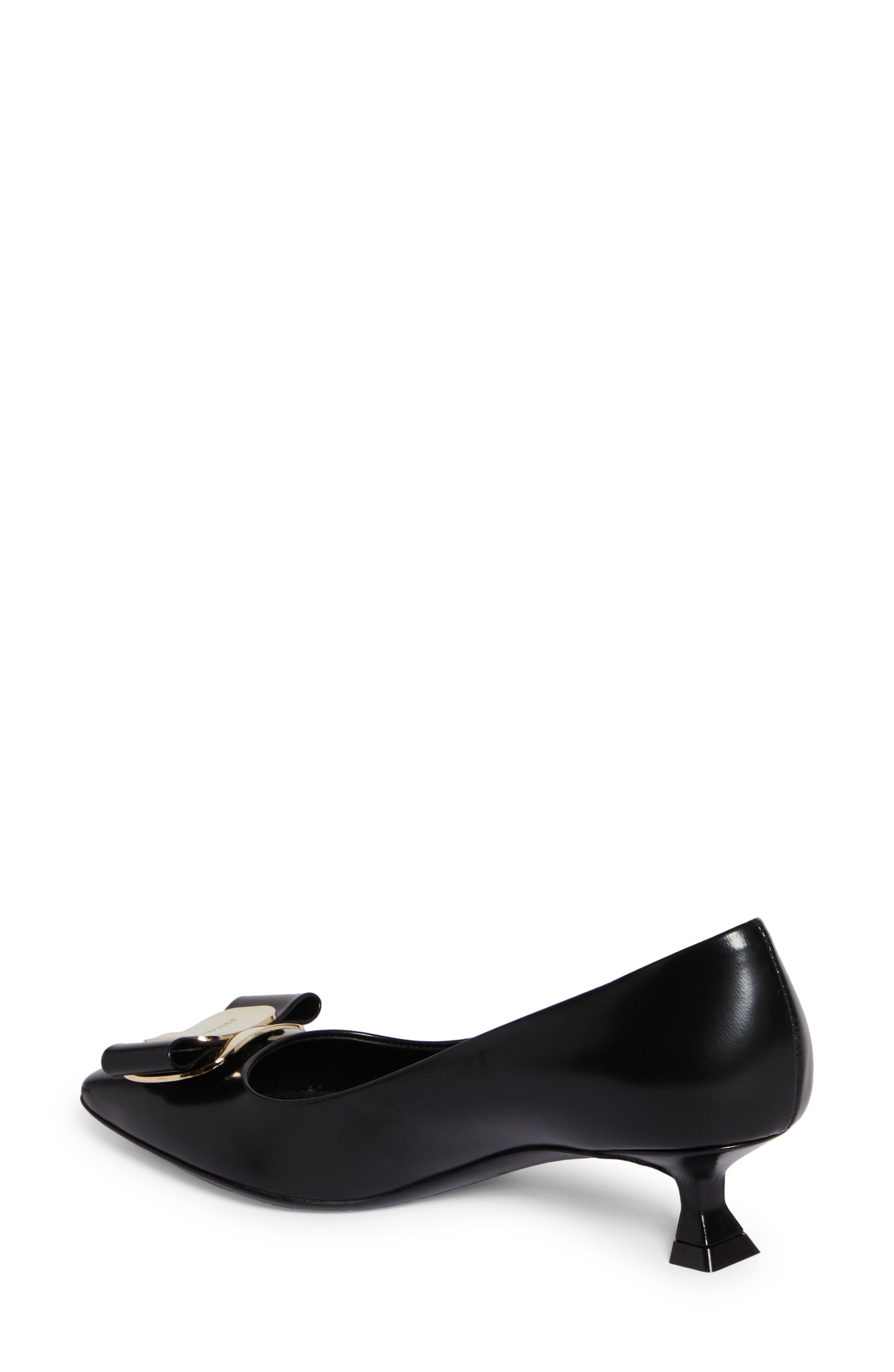 FERRAGAMO Zelma Bow Kitten Heel Pointed Toe Pump, Alternate, color, Black