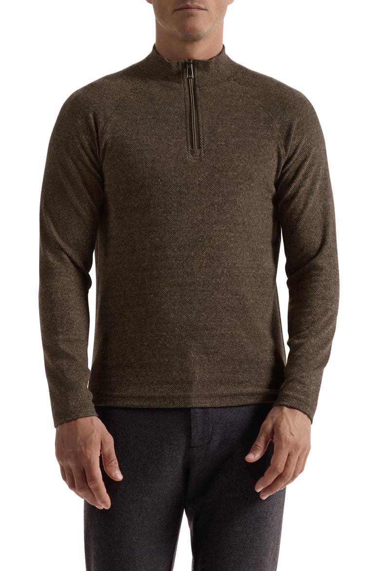Brushed Cotton Blend Quarter Zip Pullover, Main, color, MOCHA