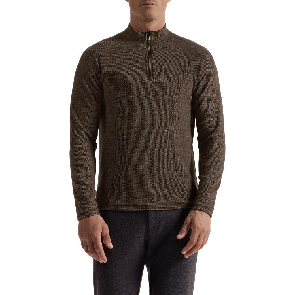 Bugatchi Brushed Cotton Blend Quarter Zip Pullover In Brown