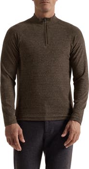 Bugatchi Brushed Cotton Blend Quarter Zip Pullover