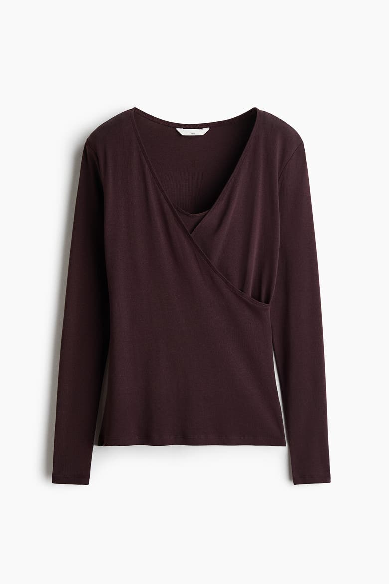 Mama Ribbed Nursing Top, Alternate, color, Dark brown