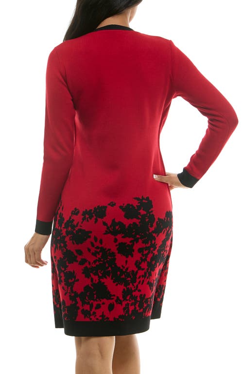 Nina Leonard Long Sleeve Twofer Dress In Multi