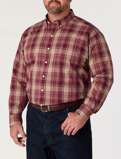 Big & Tall Heathered Large Plaid Sport Shirt V2