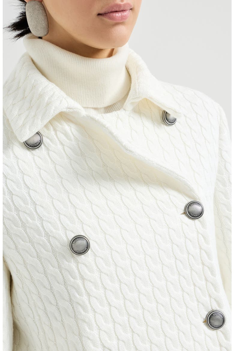 Cable knit blazer, Alternate, color, White